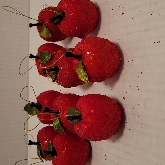 Set of 10 Vintagev Styrofoam and Glitter Apple Ornaments - Picture 5 of 14
